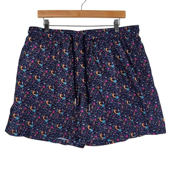 Jared Lang Swim Trunks Mens XXL 5" Purple Cosmic Star Print Pockets Spacecore - Picture 1 of 6